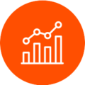 4. Leverage analytic experts icon with graphic representing charts in circle icon