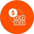 6. Cost Optimization icon showing $ and calculation symbols in a circle